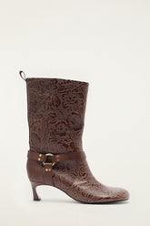 Brwon Harness Embossed Boot
