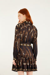 Black Garden Belted Lenzing™ Ecovero™ Viscose Mini Skirt