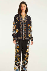 Black Flowerful Garden Pajama Pants
