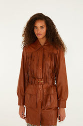 Brown Fringes Leather Coat