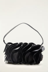 Black Leather Shoulder Flower Bag