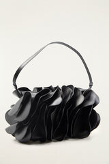 Black Leather Shoulder Flower Bag