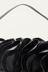 Black Leather Shoulder Flower Bag