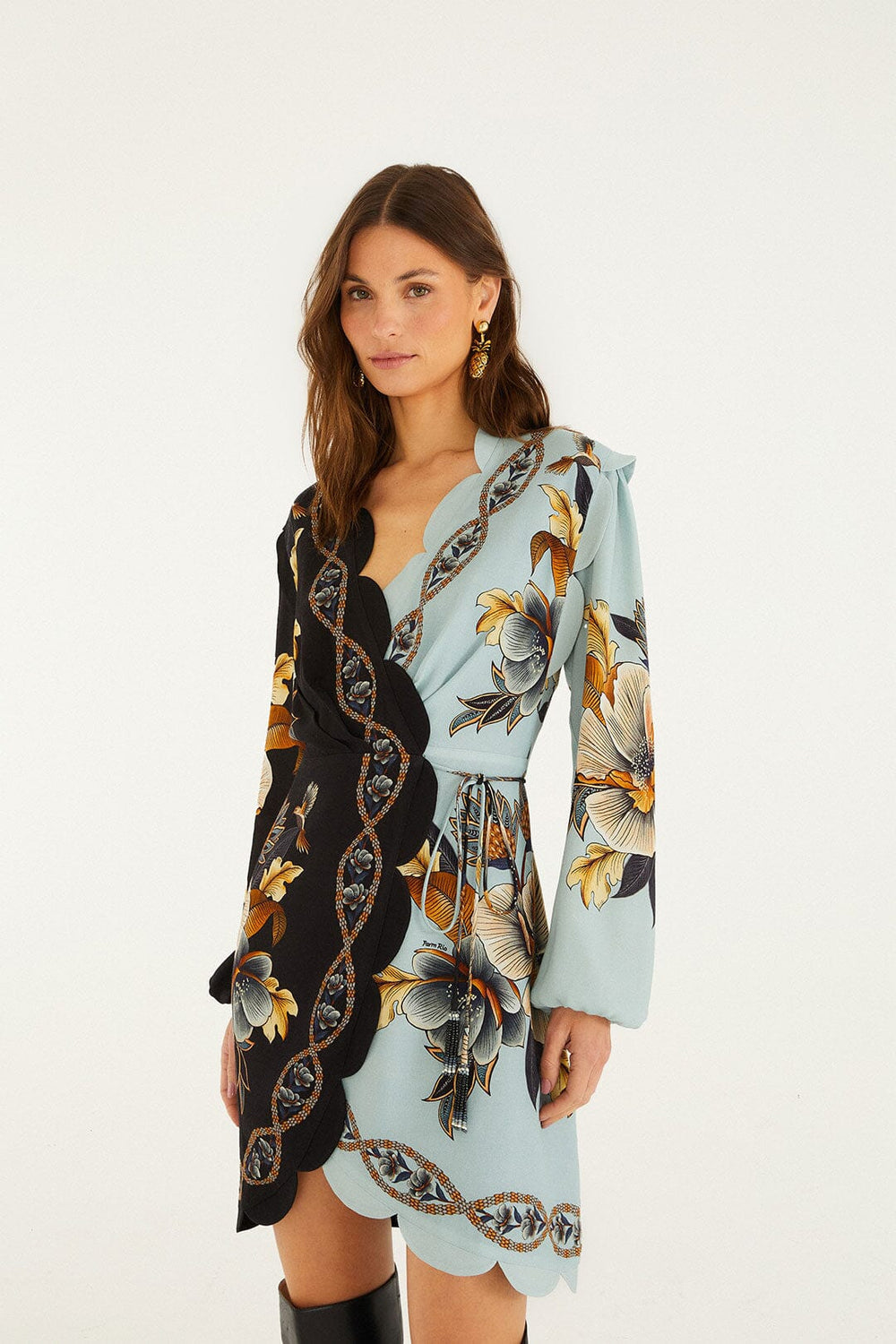 Mixed Snake Garden Wrap Wavy Mini Dress