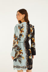 Mixed Snake Garden Wrap Wavy Mini Dress