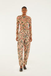 Pink Tiny Flowers Canvas Ballon Pants