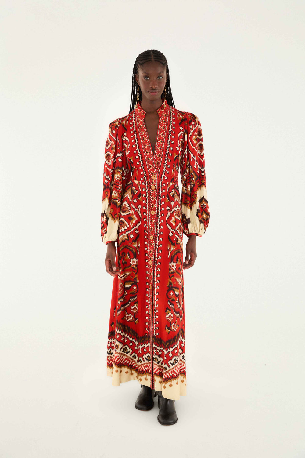 Cream Ainika Pineapple Ikat Maxi Dress