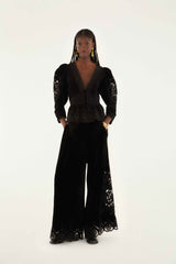 Black Artichoke Heart Richelieu Pants