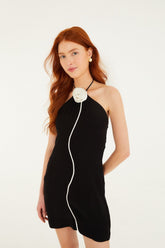 Black And White Flower Sleeveless Mini Dress