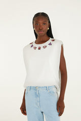 Off-White Beaded Flowers T-Shirt