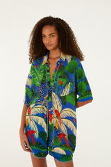 Blue Tropical Island Short Sleeve Lenzing™ Ecovero™ Viscose Shirt