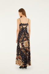 Black Majestic Garden Lenzing™ Ecovero™ Viscose Slip Maxi Dress