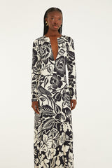 Off-White Cashews And Birds Lenzing� Ecovero� Viscose Maxi Dress