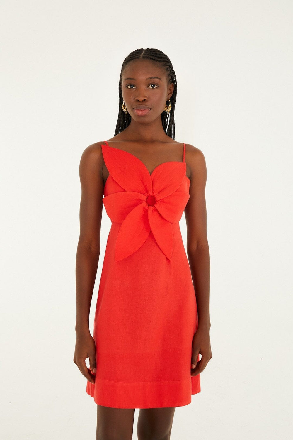 Red 3d Flower Lenzing� Ecovero� Euroflax� Mini Dress