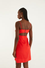 Red 3d Flower Lenzing� Ecovero� Euroflax� Mini Dress