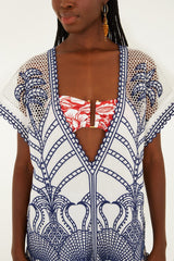 Blue Richelieu Plunging Neck Romper