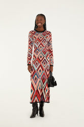 Multicolor Pretti Long Sleeve Knit Maxi Dress