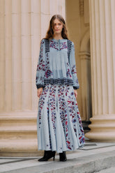 Soft Blue Marcelle Pleated Maxi Skirt