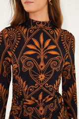 Black Cornely Ainika Ruched Waist Jersey Blouse