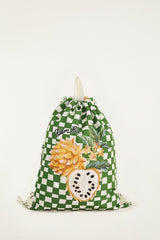 Green Biriba Drawstring Beach Bag