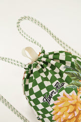 Green Biriba Drawstring Beach Bag