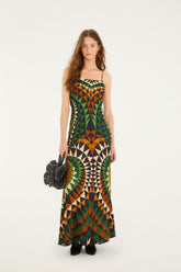 Multicolor Heart Deco Lenzing™ Ecovero™ Viscose Slip Maxi Dress