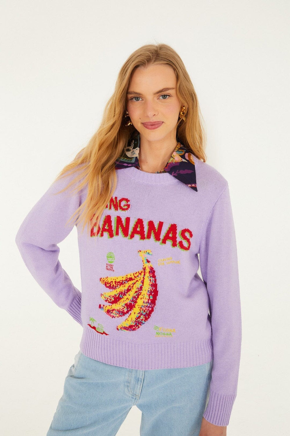 Lilac Going Bananas Knit Sweater