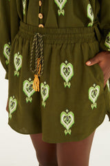 Green Heart Tapestry Embroidered Lenzing� Ecovero� Euroflax� Shorts