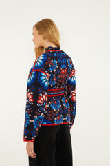 Black Latina Scarf Belted Crop Jacket