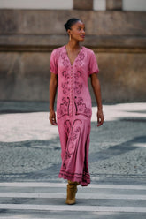 Pink Richelieu Lenzing� Ecovero� Viscose Maxi Dress