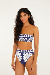 Blue Palermo High Waist Full Bikini Bottom