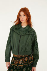 Green Richelieu Heart Leather Jacket