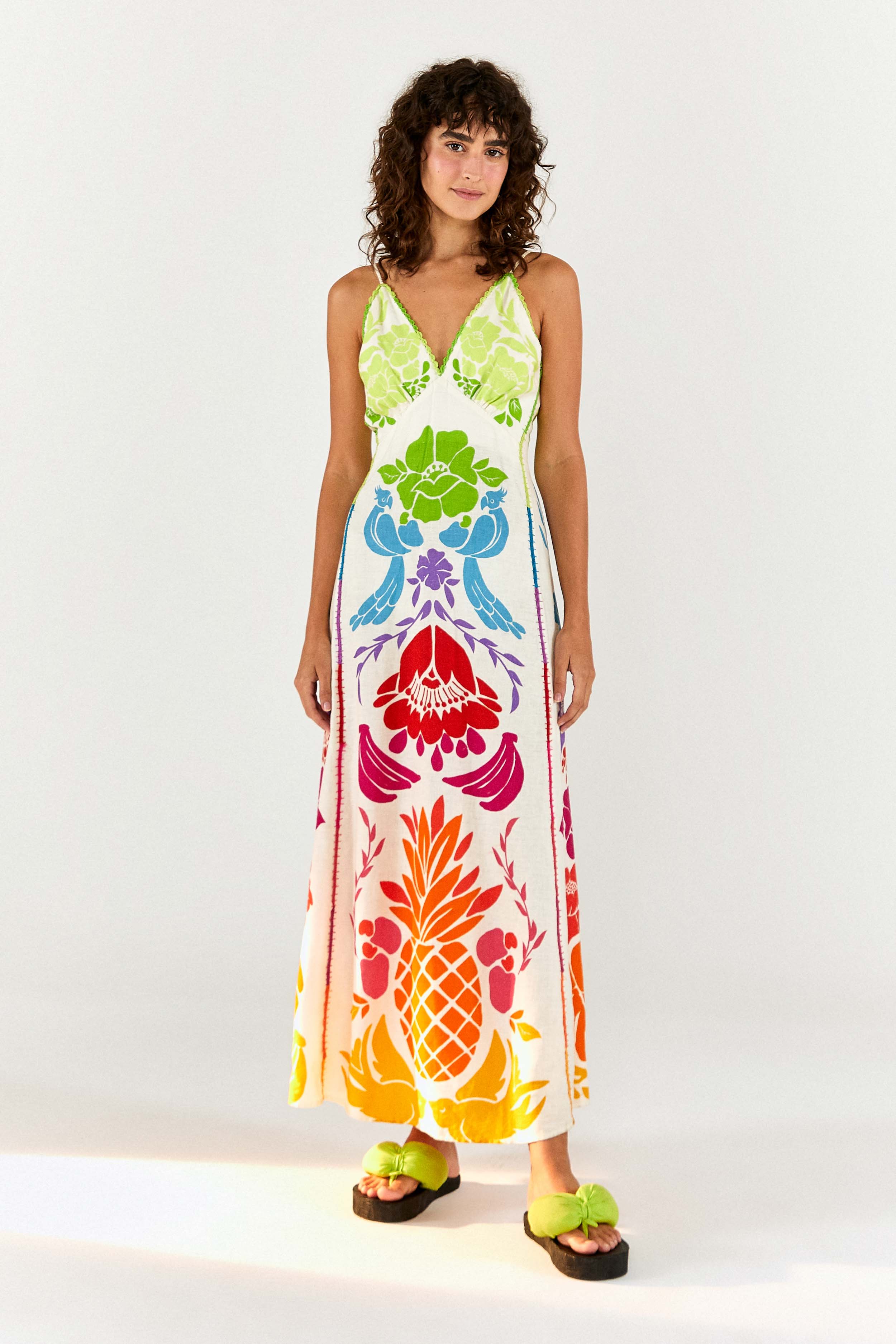 Tropical Graphic Maxi Dress Spaghetti Straps – FARM Rio