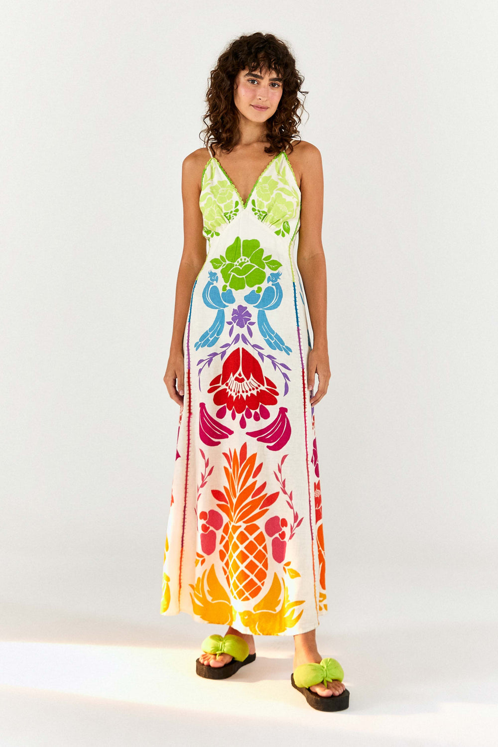 Tropical Graphic Maxi Dress Spaghetti Straps – FARM Rio