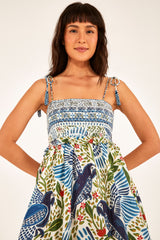 Smocked Maxi Dress Off White Macaw Flight – FARM Rio