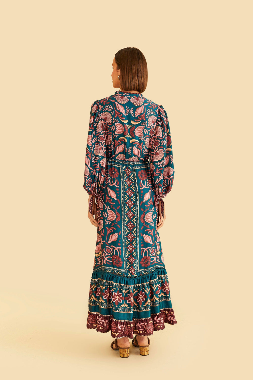 Teal Seashell Tapestry Lenzing™ Ecovero™ Viscose Maxi Dress – FARM Rio
