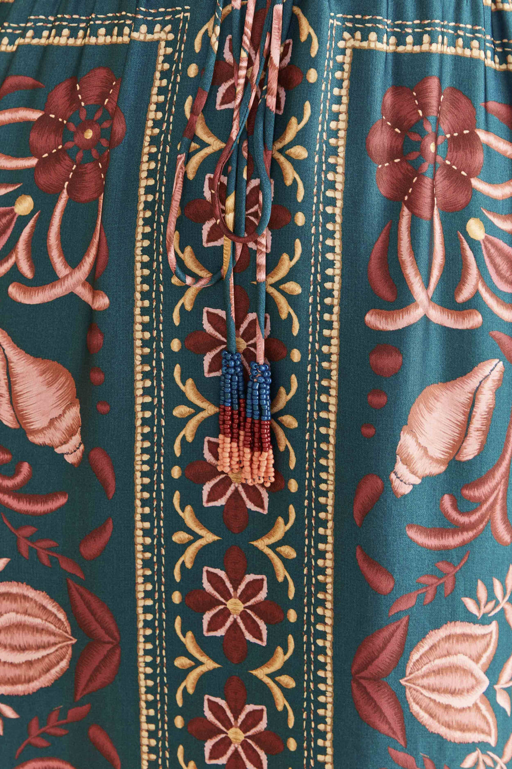 Teal Seashell Tapestry Lenzing™ Ecovero™ Viscose Maxi Dress – FARM Rio