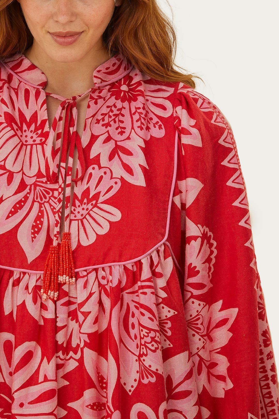 Flora Tapestry Red Long Sleeve Mini Dress – FARM Rio