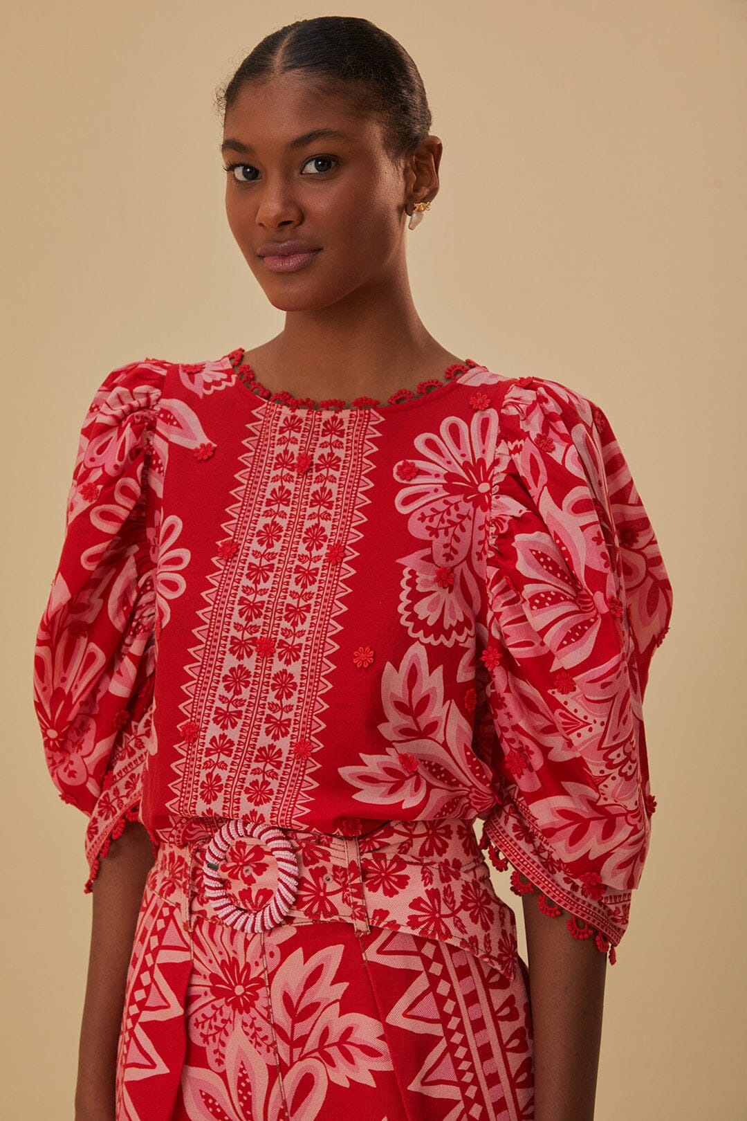 Flora Tapestry Red Blouse – FARM Rio