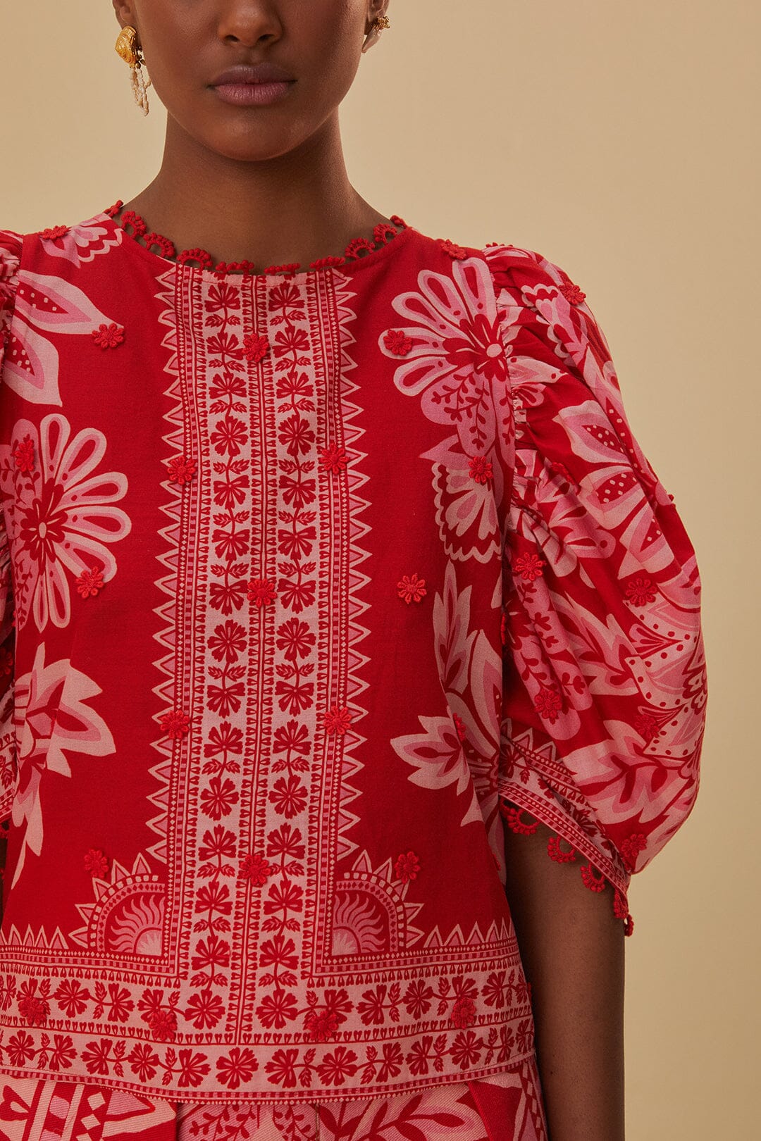 Flora Tapestry Red Blouse – FARM Rio