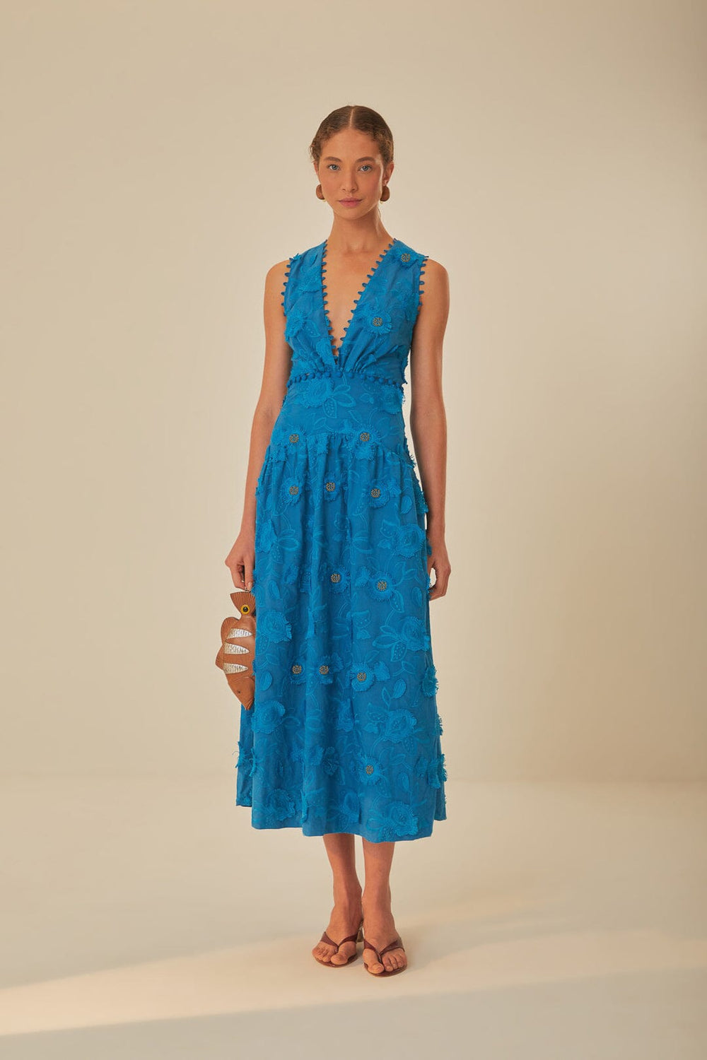 Blue 3D Flower Sleeveless Maxi Dress – FARM Rio