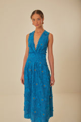 Blue 3D Flower Sleeveless Maxi Dress – FARM Rio