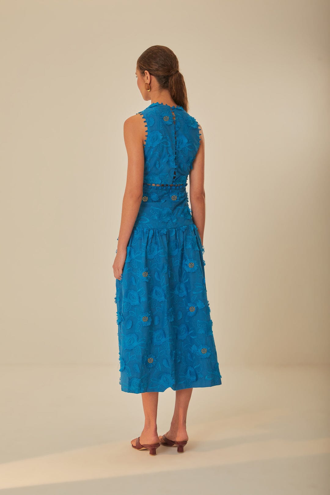 Blue 3D Flower Sleeveless Maxi Dress – FARM Rio