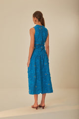 Blue 3D Flower Sleeveless Maxi Dress – FARM Rio