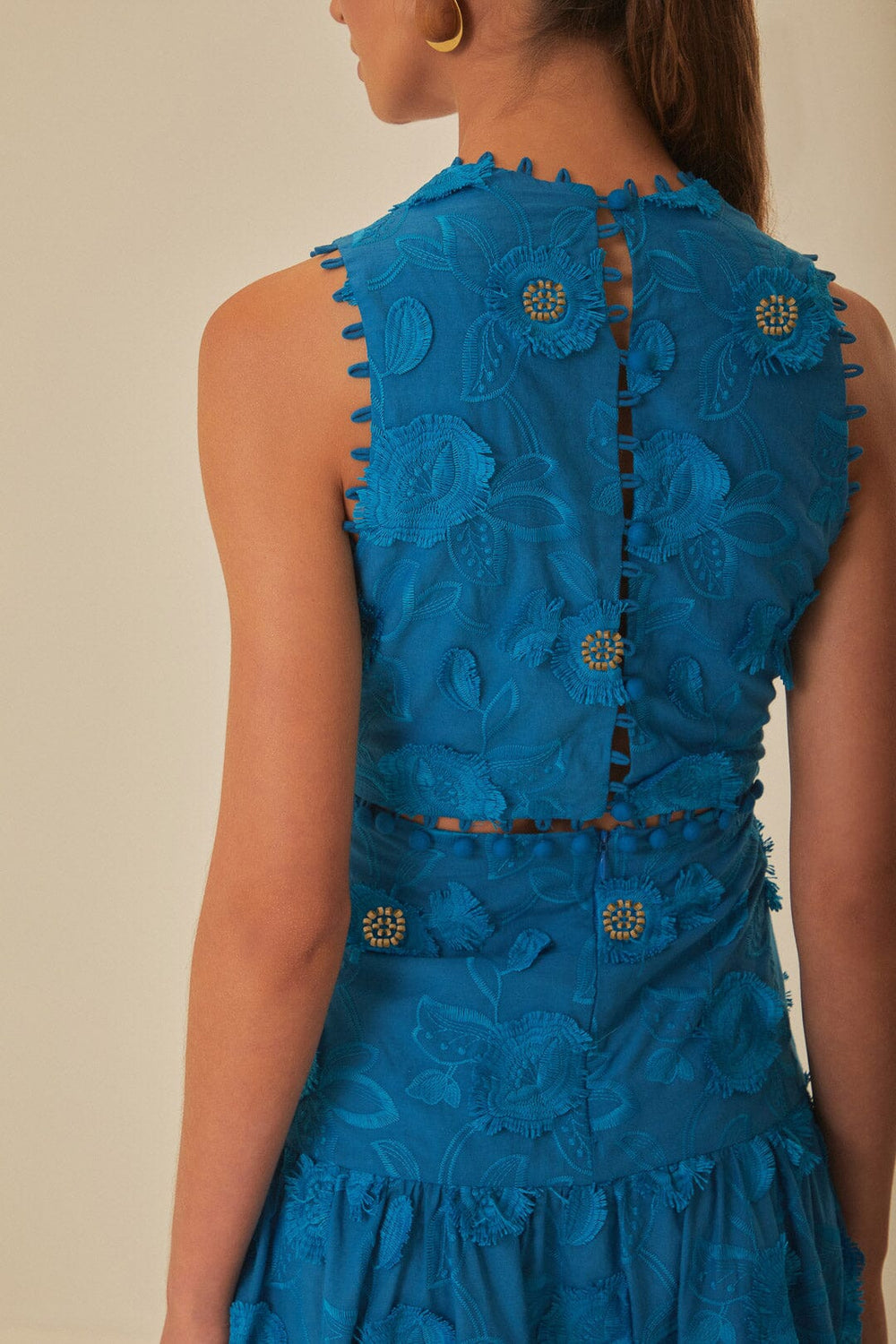 Blue 3D Flower Sleeveless Maxi Dress – FARM Rio