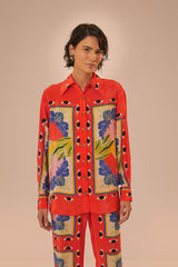 Sand Surreal Scarf Pajama Shirt – FARM Rio