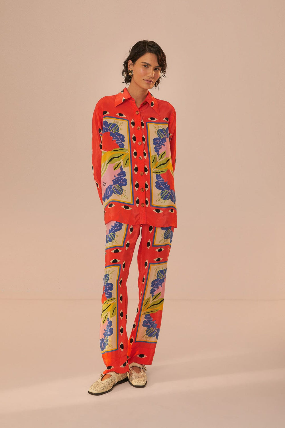 Sand Surreal Scarf Pajama Shirt – FARM Rio