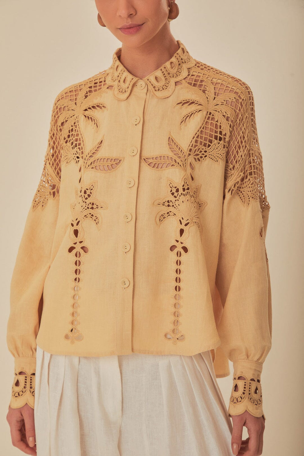 Khaki Palms Richelieu Euroflax™ Premium Linen Shirt – FARM Rio