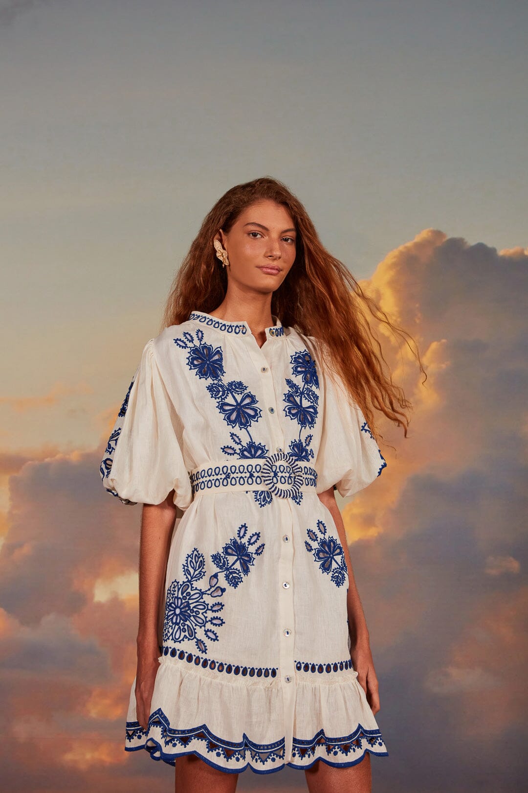 White Richelieu Euroflax™ Premium Linen Mini Dress – FARM Rio