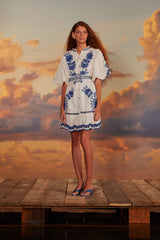 White Richelieu Euroflax™ Premium Linen Mini Dress – FARM Rio